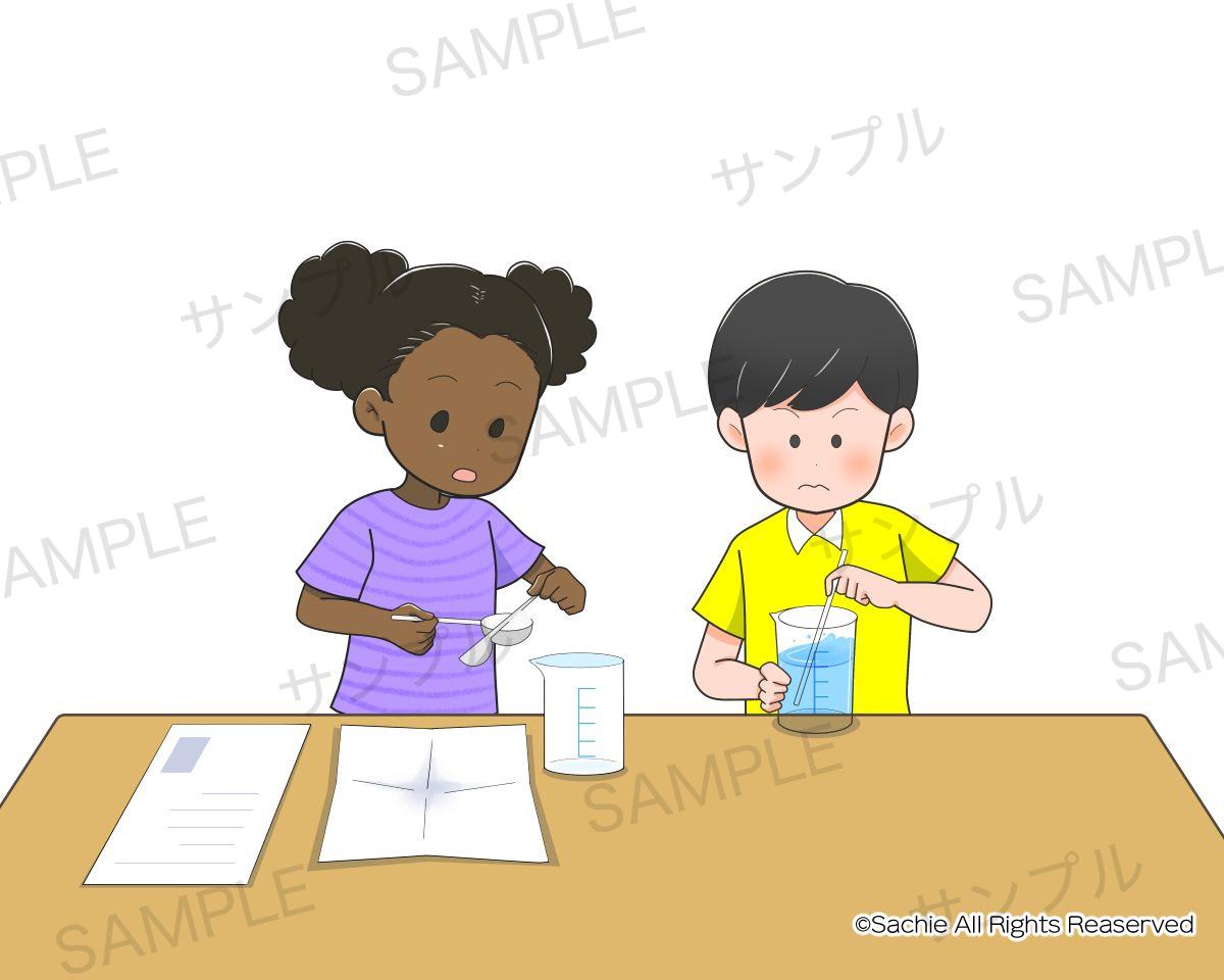 教材イラスト　カットイラスト　小学生　理科　実験　挿絵