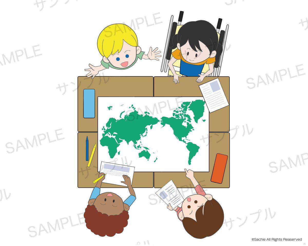教材 イラスト カットイラスト インクルーシブ 教育 小学生向け 俯瞰 社会科
