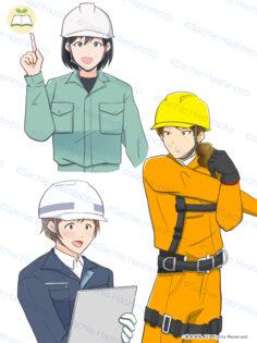 働く女性のキャラクター
作業服 着彩 完了